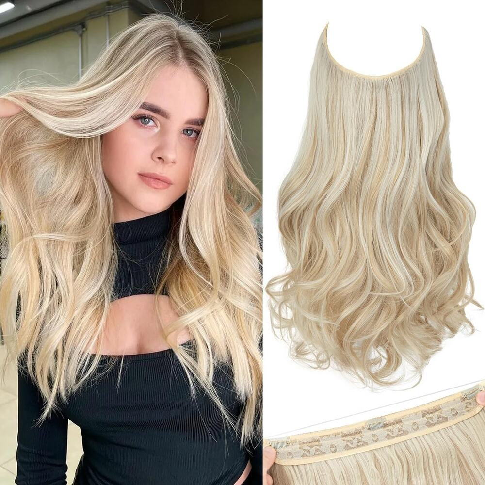Hair Extension Clip In 16 Inch Bahama Beige AM01 Premium Fiber Wavy NEW